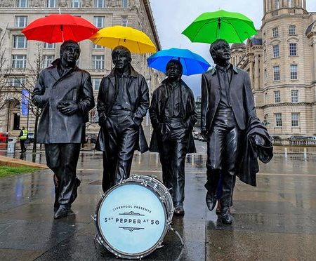 Iconic Beatles Statue on the waterfront