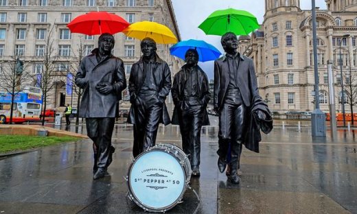 Iconic Beatles Statue on the waterfront