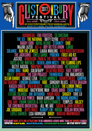Glastonbury line-up poster